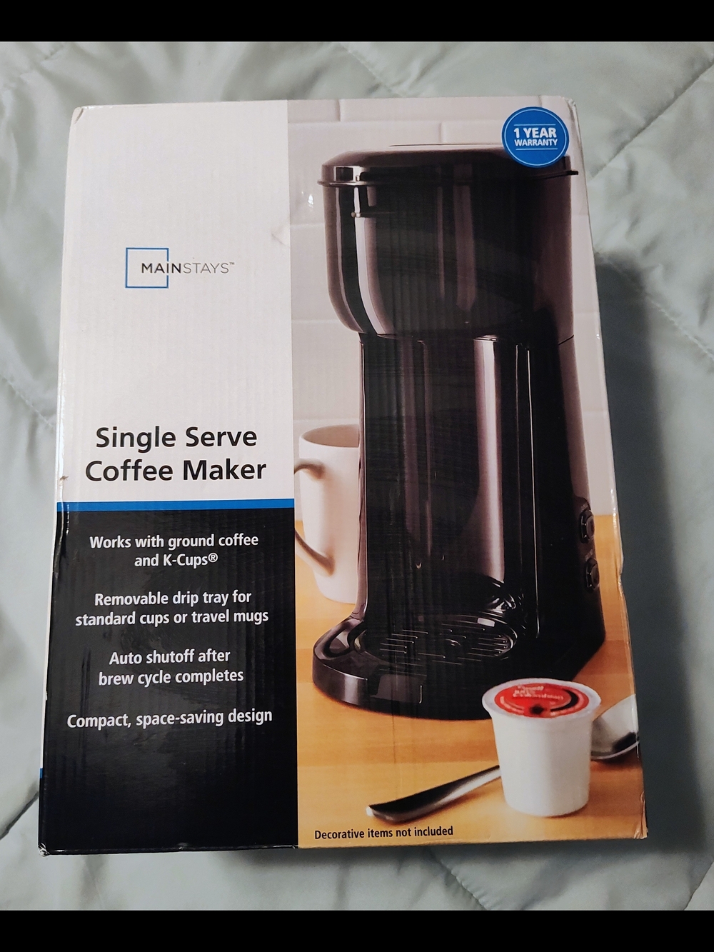 Mainstays Black Single Serve Coffee Maker Single Serve K-Cup Compatible NEW